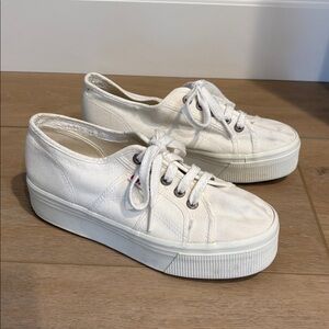 SUPERGA White Platform Sneakers Womens Sz 38 Sz 7.5